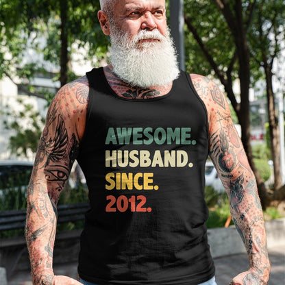 Best Wife Shirt, Wife and Husband Unisex T-Shirt/Hoodie/Sweatshirt HLT00 - 12th Wedding Anniversary Epic Awesome Husband Since 2012 Long Sleeve T-Shirt