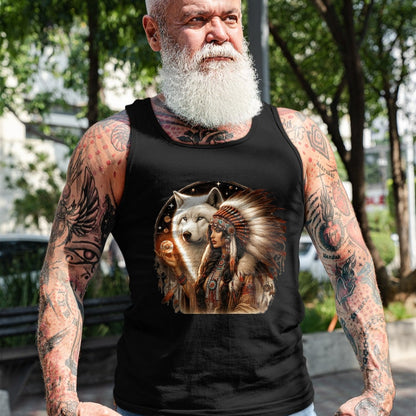 Native American T-Shirts, Vintage Native American Unisex T-Shirt/Hoodie/Sweatshirt HLT00 - Indian Native American Woman With White Wolf Vitage Gifts