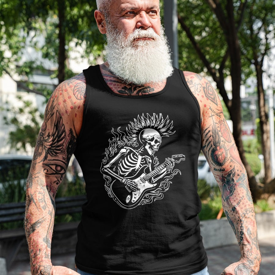 Guitar Lover Shirt, Funny Guitar UnisexT-Shirt/Hoodie/Sweatshirt HLT00 - Punk Rock Skeleton Electric Guitar Rocker Men Boys Kids T-Shirt, Men, Black, Large