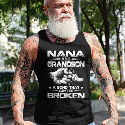 Best Grandma Shirt, Proud Grandma Unisex T-Shirt/Hoodie/Sweatshirt HLT00 - Nana And Grandson A Bond That Can't Be Broken T-Shirt