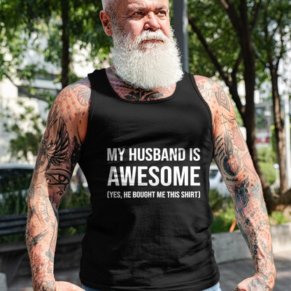 Best Wife Shirt, Wife and Husband Unisex T-Shirt/Hoodie/Sweatshirt HLT00 - Womens My Husband Is Awesome Husband He Bought Me This Funny Wife V-Neck T-Shirt