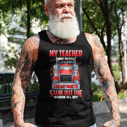 Best Truck Driver Life Shirt, Funny Trucker UnisexT-Shirt/Hoodie/Sweatshirt HLT00 - Funny Truck Driver Shirts Men Trucker My Teacher was Wrong T-Shirt, Men, Navy Blue, 3X-Large