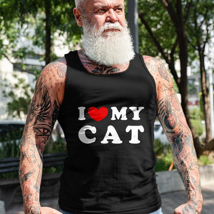 Cat Love Shirt, Funny Cat Lover Gift UnisexT-Shirt/Hoodie/Sweatshirt HLT00 - I Love My Cat, I Heart My Cat T-Shirt, Men, Dark Heather Grey, Large