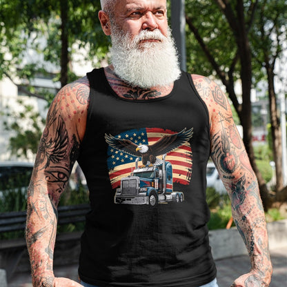 Best Truck Driver Life Shirt, Funny Trucker UnisexT-Shirt/Hoodie/Sweatshirt HLT00 - Trucker Patriotic American Flag Semi Truck Driver Eagle T-Shirt, Men, Purple, 3X-Large