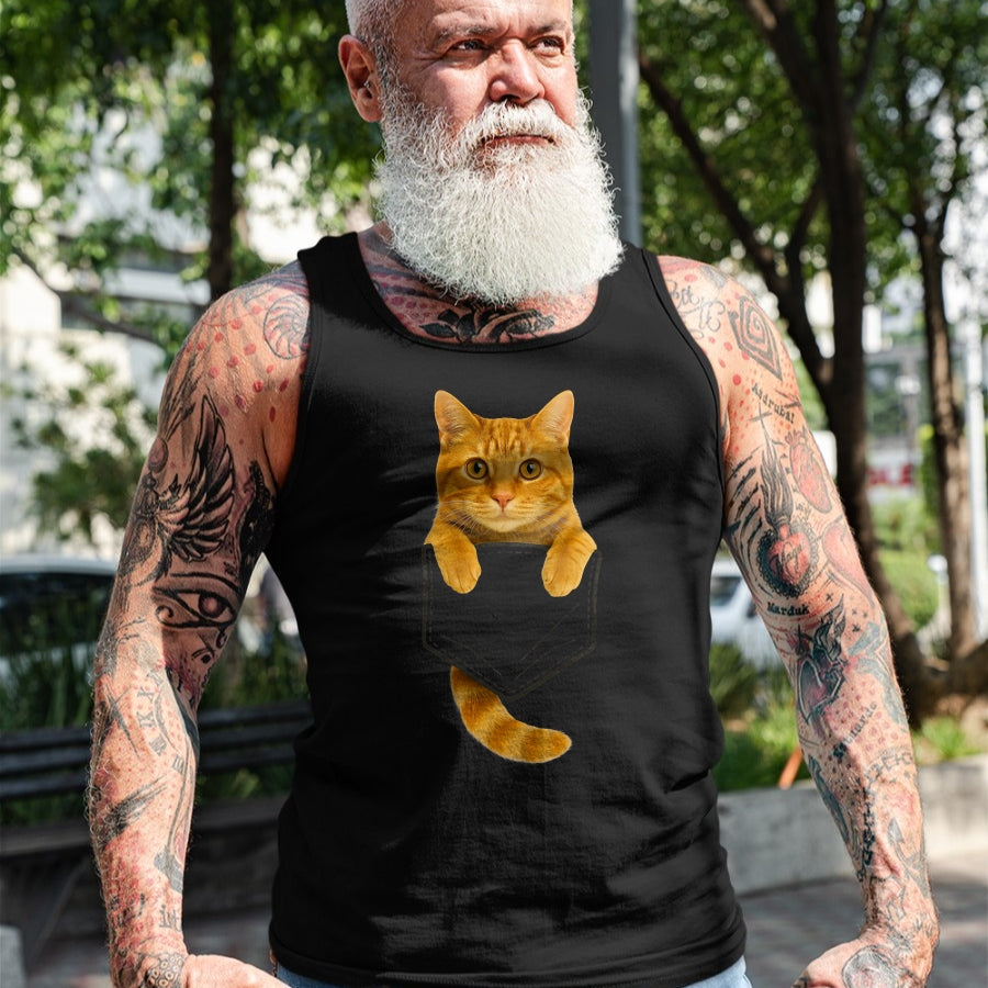 Cat Love Shirt, Funny Cat Lover Gift UnisexT-Shirt/Hoodie/Sweatshirt HLT00 - Cute Tabby Cat Pocket Funny Gifts Cat Mom Cat Dad Cat Lover T-Shirt