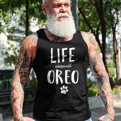 Cat Love Shirt, Funny Cat Lover Gift UnisexT-Shirt/Hoodie/Sweatshirt HLT00 - Life ist Better with Oreo Dog Name T-Shirt Gift Shirt T-Shirt