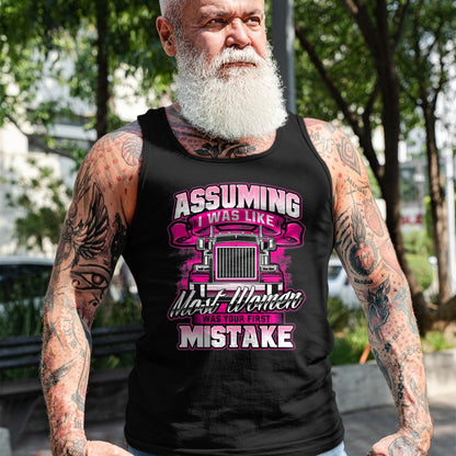 Best Truck Driver Life Shirt, Funny Trucker UnisexT-Shirt/Hoodie/Sweatshirt HLT00 - First Mistake - Female Semi Truck Driver Trucker Trucking T-Shirt