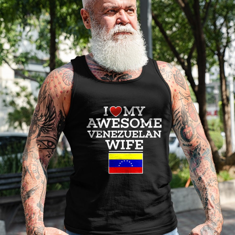 Best Wife Shirt, Wife and Husband Unisex T-Shirt/Hoodie/Sweatshirt HLT00 - I Love My AWESOME Venezuelan WIFE Flag Heart Tee for Husband