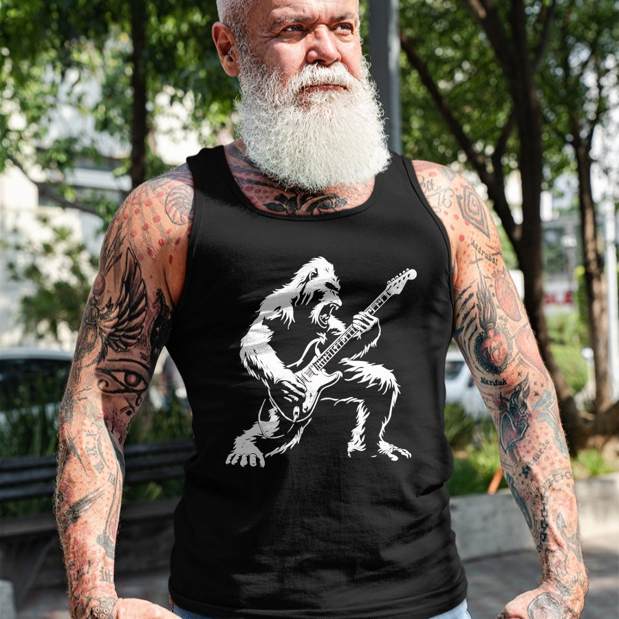Guitar Lover Shirt, Funny Guitar UnisexT-Shirt/Hoodie/Sweatshirt HLT00 - Bigfoot Playing Guitar Rock Music Band Sasquatch T-Shirt, Men, Black, 3X-Large