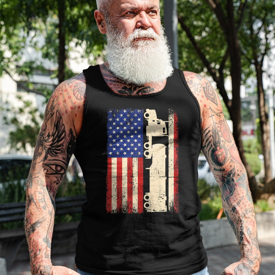Best Truck Driver Life Shirt, Funny Trucker UnisexT-Shirt/Hoodie/Sweatshirt HLT00 - Truck Driver USA American Flag Patriotic Trucker Men T-Shirt