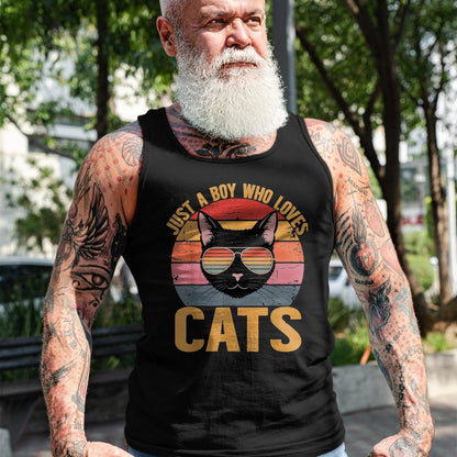 Cat Love Shirt, Funny Cat Lover Gift UnisexT-Shirt/Hoodie/Sweatshirt HLT00 - Just A Boy Who Loves Cats Retro Cat Lover Boys Kids T-Shirt, Youth, Black, Small