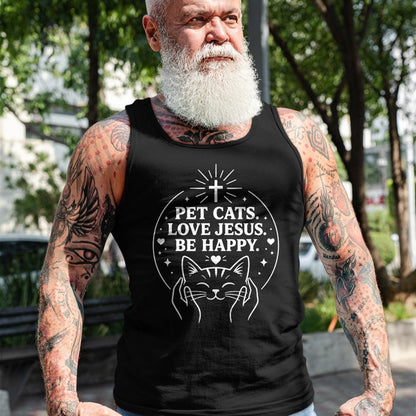 Cat Love Shirt, Funny Cat Lover Gift UnisexT-Shirt/Hoodie/Sweatshirt HLT00 - Pet Cats Love Jesus Be Happy Christian Faith Cat Lover T-Shirt