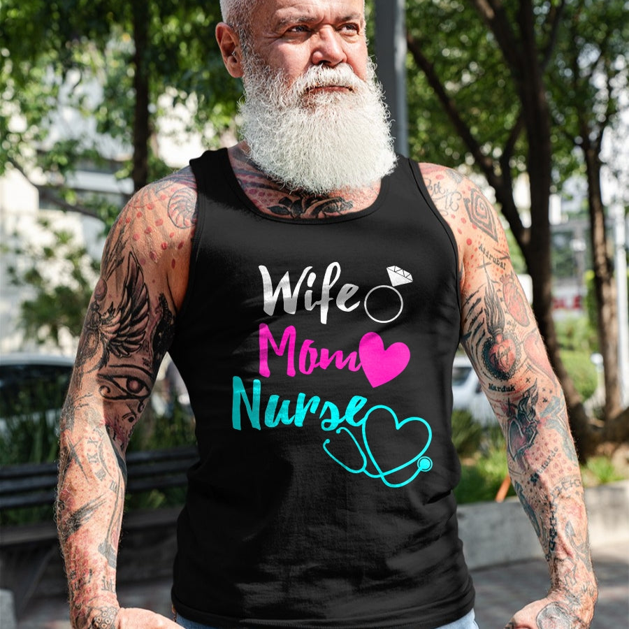 Funny Nurse Shirt, Nurse Unisex T-Shirt/Hoodie/Sweatshirt HLT00 - Womens Wife Mom Nurse Womens RN LPN Mothers Day Gift For Nurses V-Neck T-Shirt