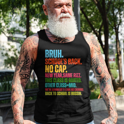 Best Student Shirt, Funny Back To School UnisexT-Shirt/Hoodie/Sweatshirt HLT00 - Vintage Bruh We Back No Cap Bruh We_re Back Student Teacher T-Shirt, Men, Black, 3X-Large