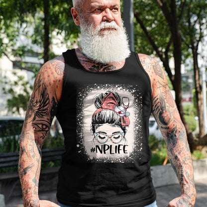 Funny Nurse Shirt, Nurse Unisex T-Shirt/Hoodie/Sweatshirt HLT00 - Nurse practitioner Funny NP Life Women Messy Bun Nurse T-Shirt (1)