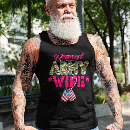 Best Wife Shirt, Wife and Husband Unisex T-Shirt/Hoodie/Sweatshirt HLT00 - Gift for wife T shirt, lucky wife   Proud Army Wife Camo US Flag Dog Tags Pride Military Spouse T-Sh