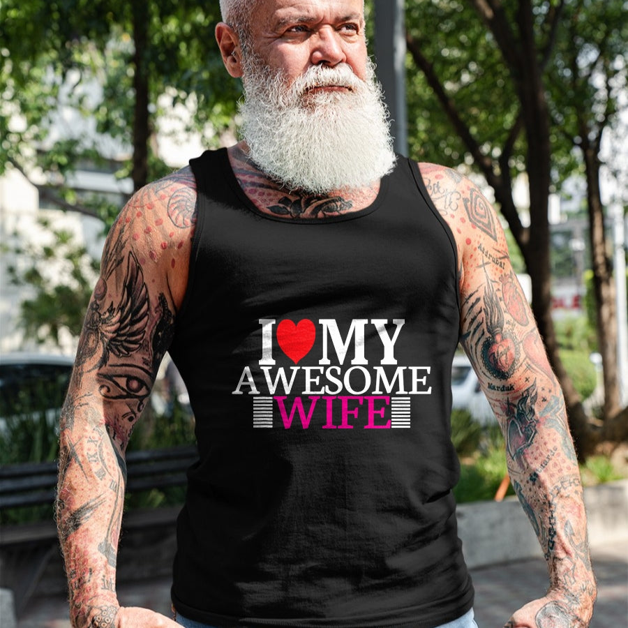 Best Wife Shirt, Wife and Husband Unisex T-Shirt/Hoodie/Sweatshirt HLT00 - I Love My Awesome Wife Valentines Day Husband Wife Gifts T-Shirt