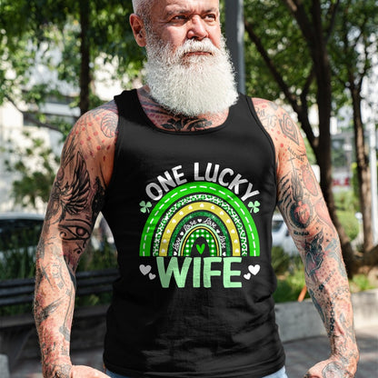 Best Wife Shirt, Wife and Husband Unisex T-Shirt/Hoodie/Sweatshirt HLT00 - Gift for wife T shirt, lucky wife   Womens St Patricks Day Clover One Lucky Wife Rainbow Shamrock Ta