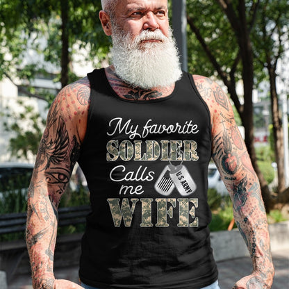 Best Wife Shirt, Wife and Husband Unisex T-Shirt/Hoodie/Sweatshirt HLT00 - Gift for wife T shirt, lucky wife   My Favorite Soldier Calls Me Wife Proud Army Wife US Army T-Shir