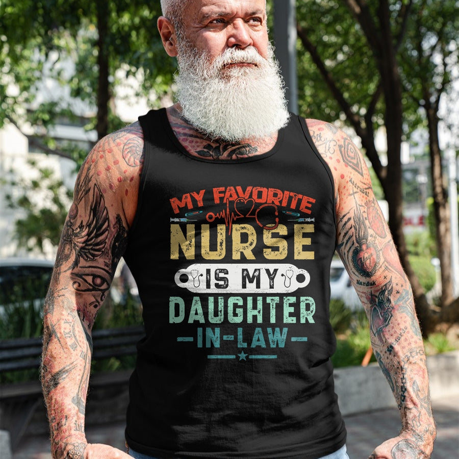 Funny Nurse Shirt, Nurse Unisex T-Shirt/Hoodie/Sweatshirt HLT00 - My Favorite Nurse Is My Daughter In Law Funny Family Humor T-Shirt