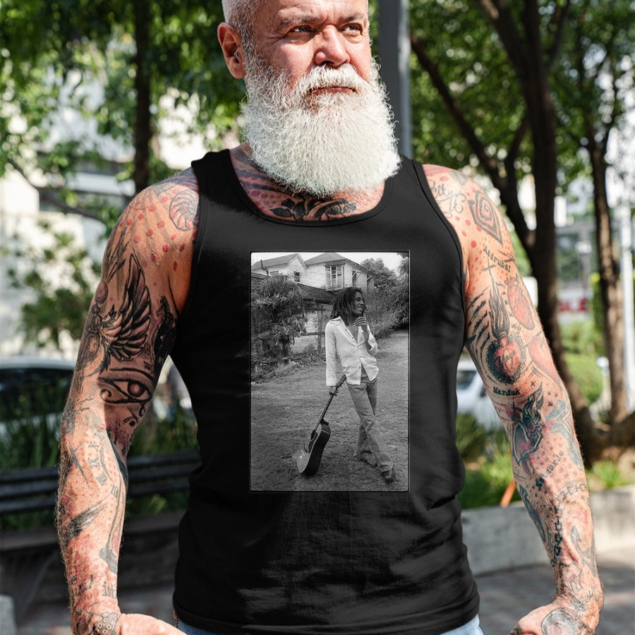 Guitar Lover Shirt, Funny Guitar UnisexT-Shirt/Hoodie/Sweatshirt HLT00 - Bob Marley x David Burnett Black & White Guitar Photo T-Shirt