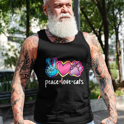 Cat Love Shirt, Funny Cat Lover Gift UnisexT-Shirt/Hoodie/Sweatshirt HLT00 - Peace Love Cats Cute Cat Kitten Lover Paw Cat Women Girls T-Shirt