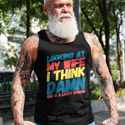 Best Wife Shirt, Wife and Husband Unisex T-Shirt/Hoodie/Sweatshirt HLT00 - Gift for wife T shirt, lucky wife   My Lucky Wife Best Crazy Husband Funny Married Couple Raglan Bas