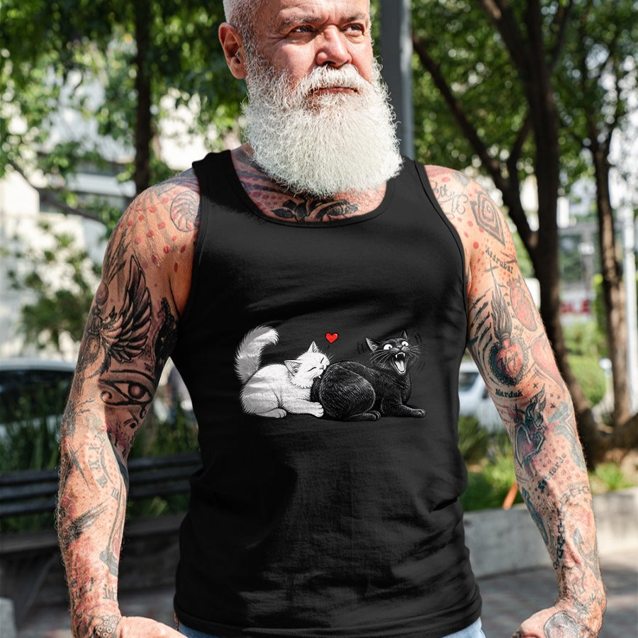 Cat Love Shirt, Funny Cat Lover Gift UnisexT-Shirt/Hoodie/Sweatshirt HLT00 - Women_s Funny Cat Couple Black White Cats Love Cat Biting Cat Butt V-Neck T-Shirt