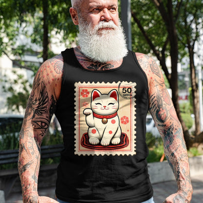 Cat Love Shirt, Funny Cat Lover Gift UnisexT-Shirt/Hoodie/Sweatshirt HLT00 - Maneki Neko Japanese Kawaii Lucky Cat Stamp Retro Aesthetic T-Shirt