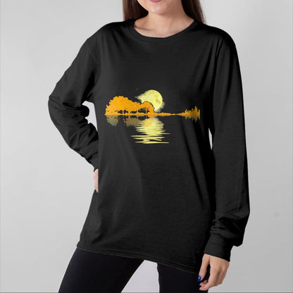 Guitar Lover Shirt, Funny Guitar UnisexT-Shirt/Hoodie/Sweatshirt HLT00 - Guitar Lake Shadow Love Guitar Musician T-Shirt, Men, Black, 3X-Large