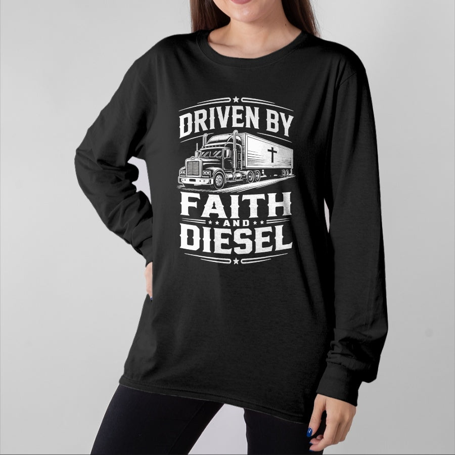 Best Truck Driver Life Shirt, Funny Trucker UnisexT-Shirt/Hoodie/Sweatshirt HLT00 - Driven Faith and Diesel Trucking Jesus Christian Trucker T-Shirt (2)
