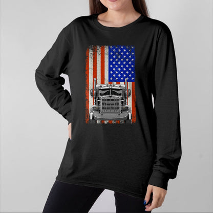 Best Truck Driver Life Shirt, Funny Trucker UnisexT-Shirt/Hoodie/Sweatshirt HLT00 - US American Flag Semi Truck Driver T-Shirt (1)