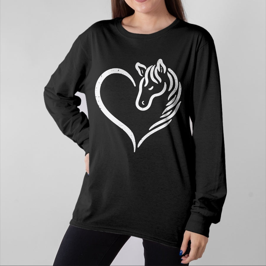 Best Horse Lover Shirt , Funny Horse UnisexT-Shirt/Hoodie/Sweatshirt HLT00 - Heart Horse Cute Love Equestrian Women Girls Kids Teens T-Shirt