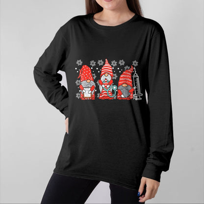 Funny Nurse Shirt, Nurse Unisex T-Shirt/Hoodie/Sweatshirt HLT00 - Nurse Christmas Gnomes Cute Xmas Scrub Top For Nurses Women T-Shirt