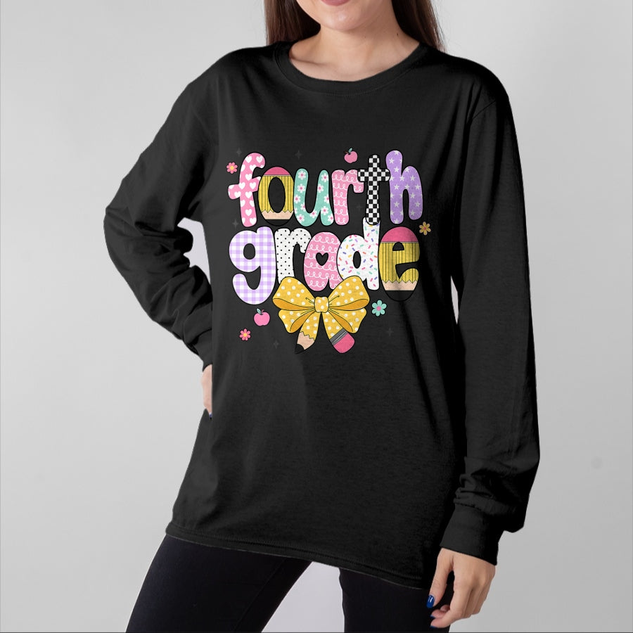 Best Student Shirt, Funny Back To School UnisexT-Shirt/Hoodie/Sweatshirt HLT00 - Preppy Fourth Grade Teacher 4th Grade Back to School Girls T-Shirt (2)