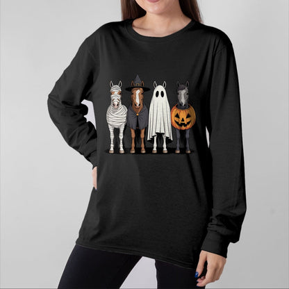 Best Horse Lover Shirt , Funny Horse UnisexT-Shirt/Hoodie/Sweatshirt HLT00 - Spooky Ghost Horse Pumpkin Halloween Skeleton T-Shirt