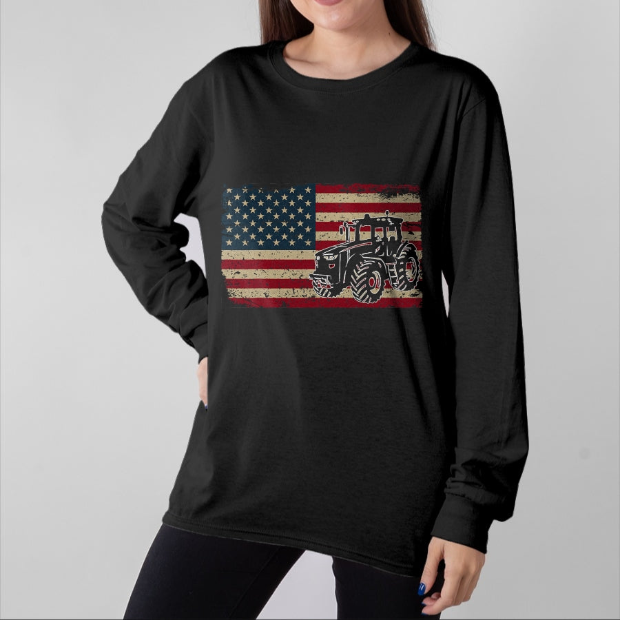 Best Farmer Life Shirt, Funny Farmer UnisexT-Shirt/Hoodie/Sweatshirt HLT00 - Farm Tractors USA Flag Patriotic Farming Gift T-Shirt Small