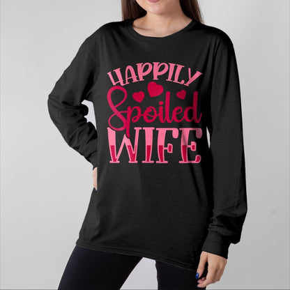 Best Wife Shirt, Wife and Husband Unisex T-Shirt/Hoodie/Sweatshirt HLT00 - Gift for wife T shirt, spoiled wife   Womens Funny Wife Happily Spoiled Wife V-Neck T-Shirt (5)