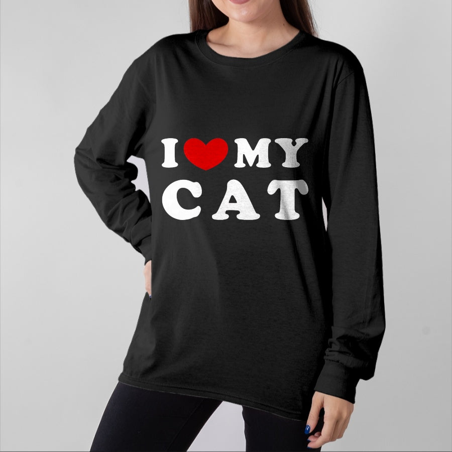 Cat Love Shirt, Funny Cat Lover Gift UnisexT-Shirt/Hoodie/Sweatshirt HLT00 - I Love My Cat, I Heart My Cat T-Shirt, Men, Pink Heather, X-Large