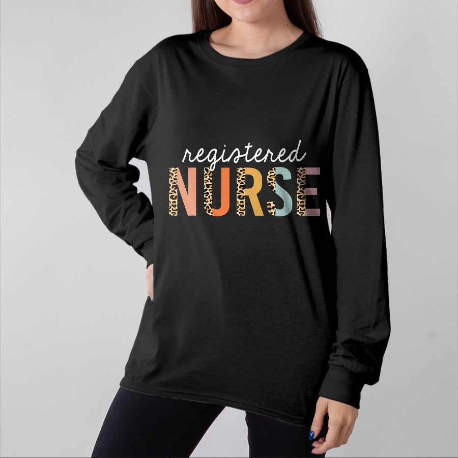Funny Nurse Shirt, Nurse Unisex T-Shirt/Hoodie/Sweatshirt HLT00 - RN Nurse Leopard Print Registered Nurse Nursing School Women T-Shirt