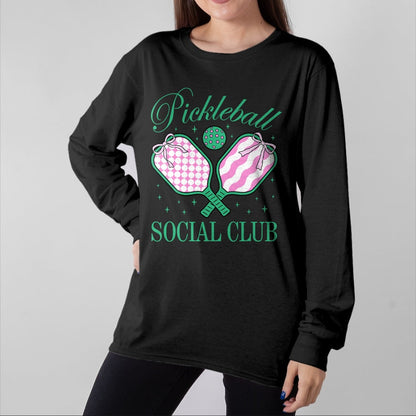 Funny Pickleball Shirt, Pickleball Lover Unisex T-Shirt/Hoodie/Sweatshirt HLT00 - Pickleball Social Club Coquette Bow Pickleball Women Girls T-Shirt