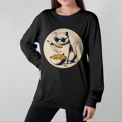 Cat Love Shirt, Funny Cat Lover Gift UnisexT-Shirt/Hoodie/Sweatshirt HLT00 - Cat Eating Mac and Cheese Men Women Girls Kids T-Shirt