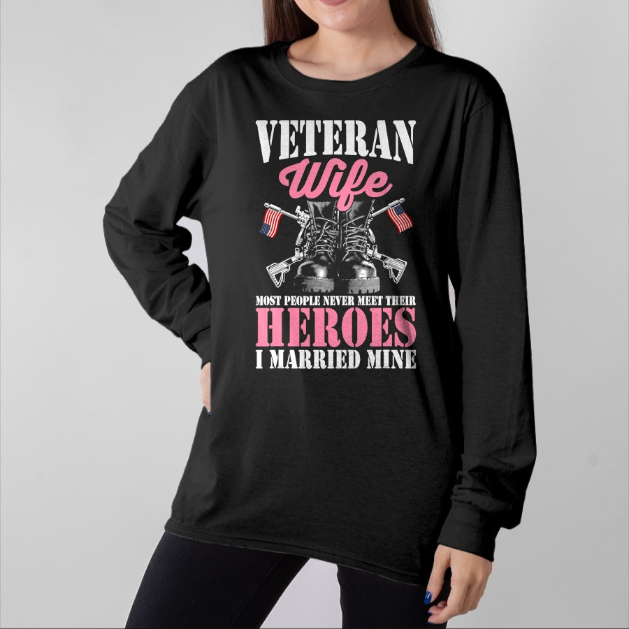 Best Wife Shirt, Wife and Husband Unisex T-Shirt/Hoodie/Sweatshirt HLT00 - Gift for wife T shirt, lucky wife   Veteran Wife Married Mine Proud Military Veteran Husband T-Shirt