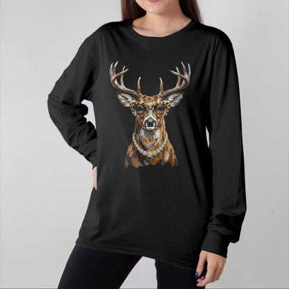Best Thanksgiving Family Shirt , Funny Thanksgiving UnisexT-Shirt/Hoodie/Sweatshirt HLT00 - Glam Whitetail Deer Wearing Sunglasses Necklace Hunting T-Shirt