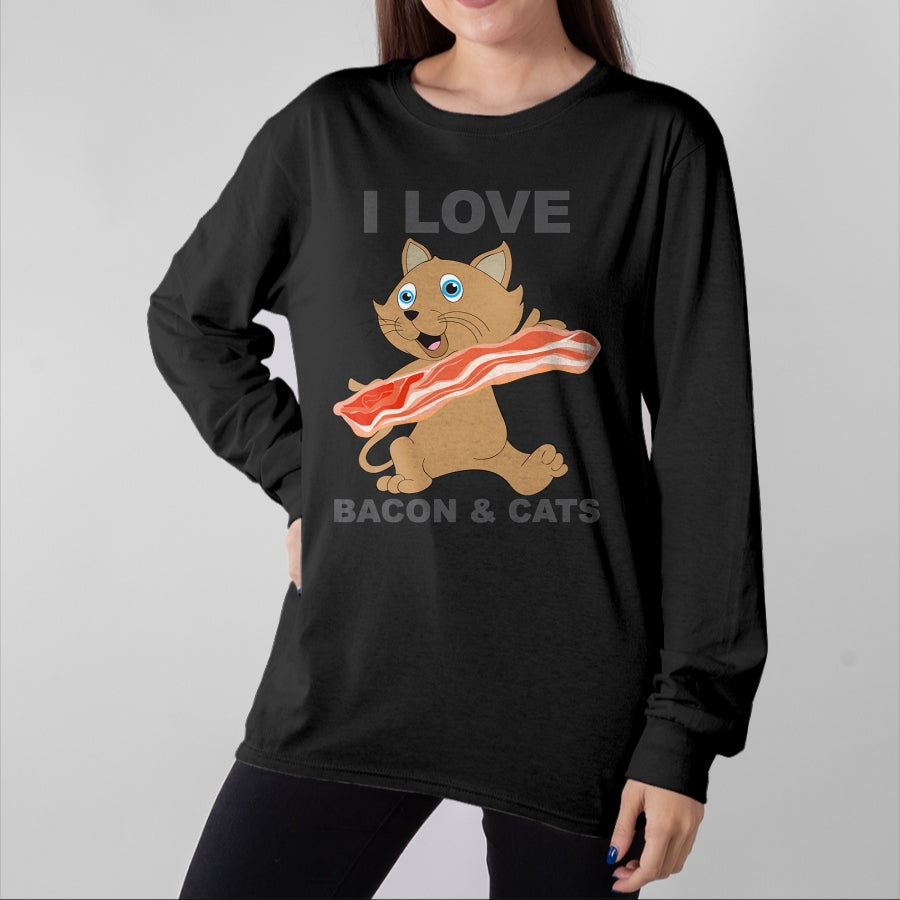 Cat Love Shirt, Funny Cat Lover Gift UnisexT-Shirt/Hoodie/Sweatshirt HLT00 - I love bacon and cats T-Shirt