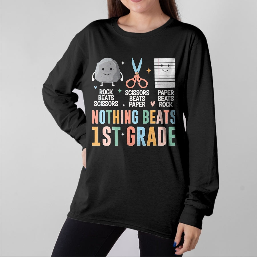 Best Student Shirt, Funny Back To School UnisexT-Shirt/Hoodie/Sweatshirt HLT00 - Nothing Beats 1st Grade Funny Back to School Kids Teachers T-Shirt, Men, Black, 3X-Large