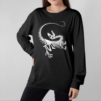Best Dinosaur Lover Shirt, Funny Dinosaur UnisexT-Shirt/Hoodie/Sweatshirt HLT00 - Velociraptor Dinosaur Fossil Skeleton Paleontology T-Shirt, Men, Black, 3X-Large