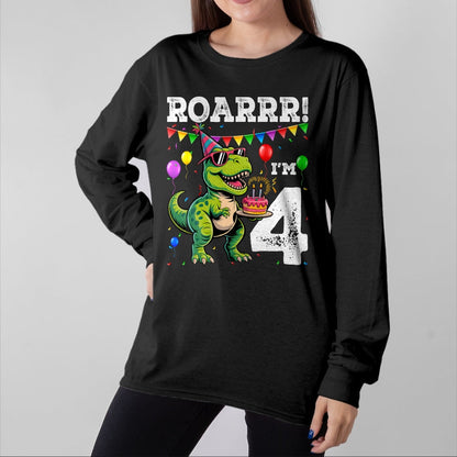 Best Dinosaur Lover Shirt, Funny Dinosaur UnisexT-Shirt/Hoodie/Sweatshirt HLT00 - 4th Birthday 4 Year Old Boys Girls Roar Im Dinosaur T-Shirt