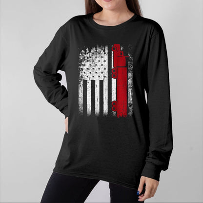 Best Truck Driver Life Shirt, Funny Trucker UnisexT-Shirt/Hoodie/Sweatshirt HLT00 - Distressed American Flag Truck Driver Design On Back T-Shirt