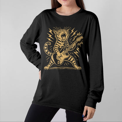 Guitar Lover Shirt, Funny Guitar UnisexT-Shirt/Hoodie/Sweatshirt HLT00 - Cat Playing Guitar Rock and Roll Music Men Women Kids T-Shirt
